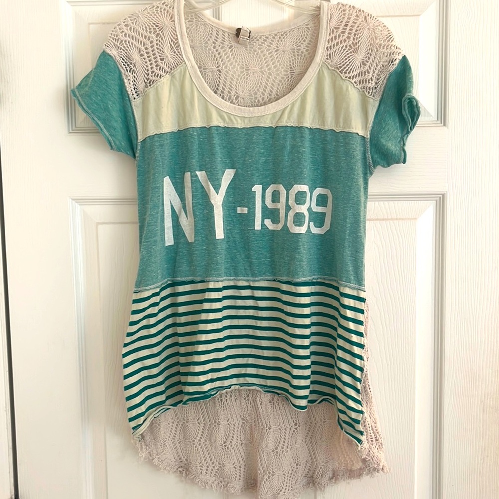 Free People 1989 Crocheted Back Shirt